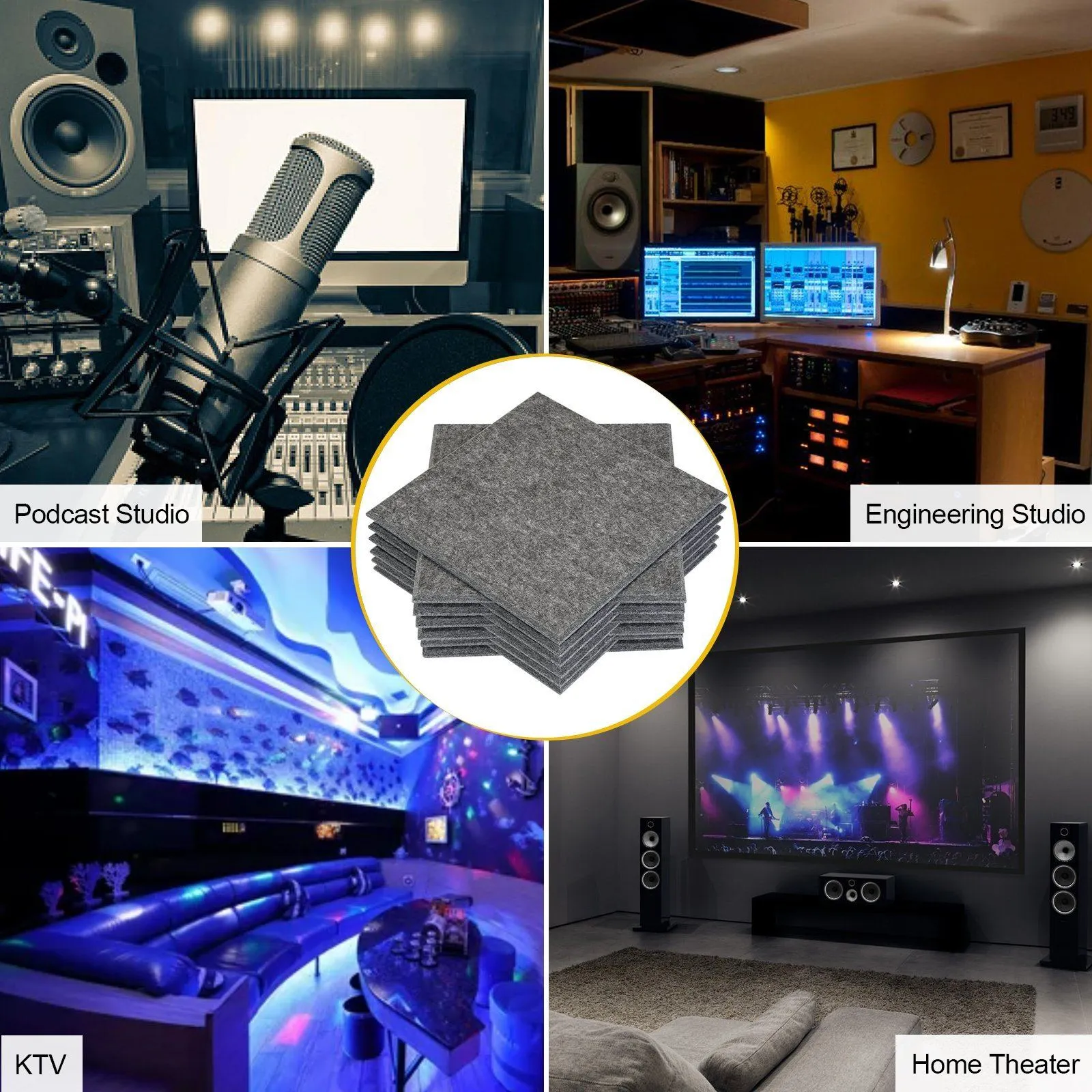 12-Packs: AGPtEK Acoustic Absorption Noise Cancellation Panels
