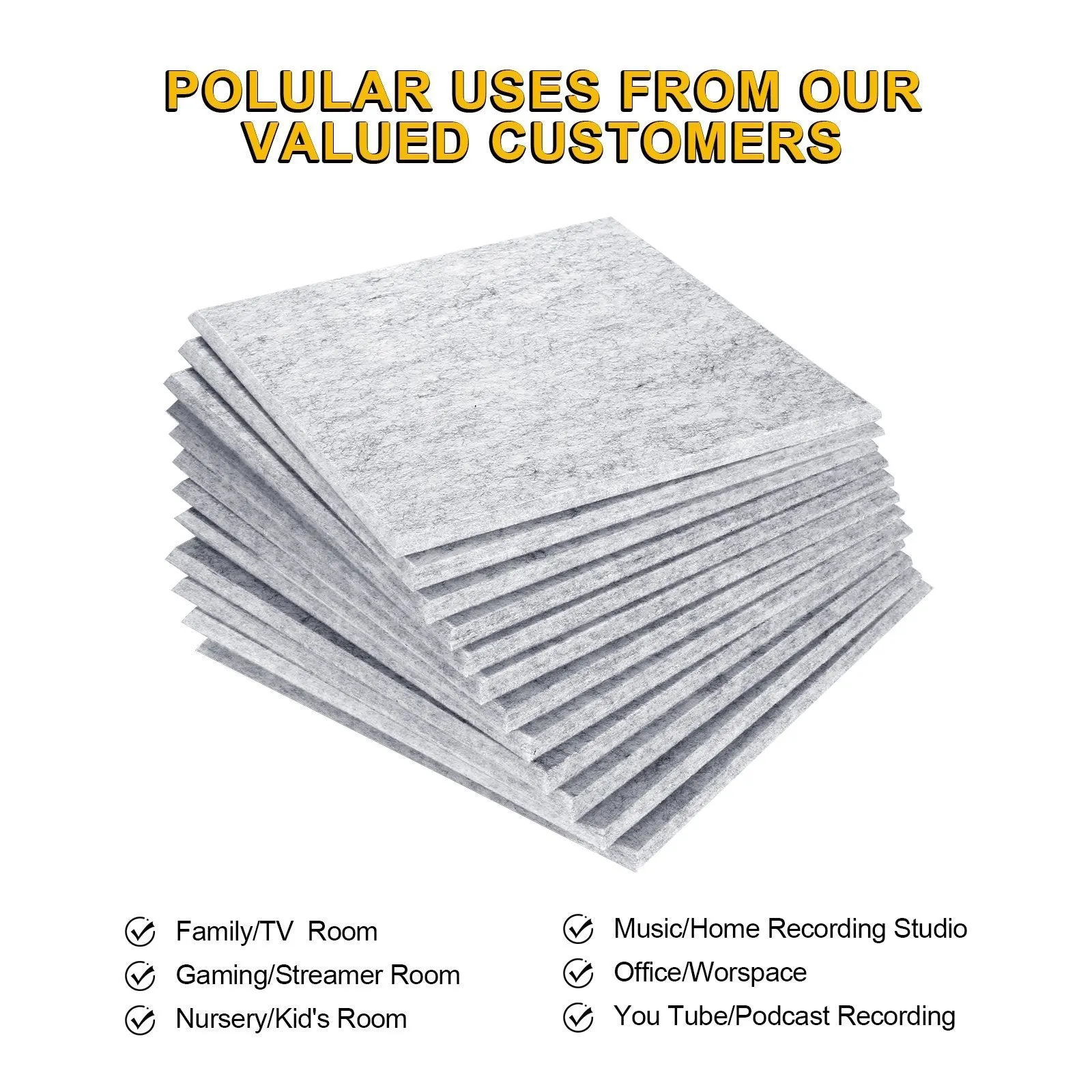 12-Packs: AGPtEK Acoustic Absorption Noise Cancellation Panels