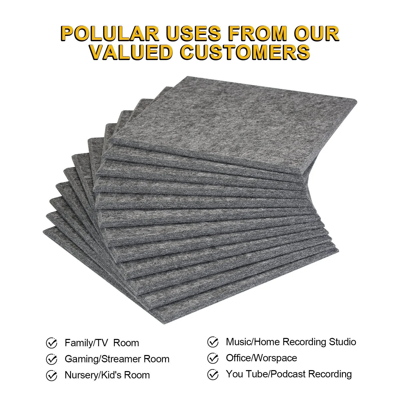 12-Packs: AGPtEK Acoustic Absorption Noise Cancellation Panels
