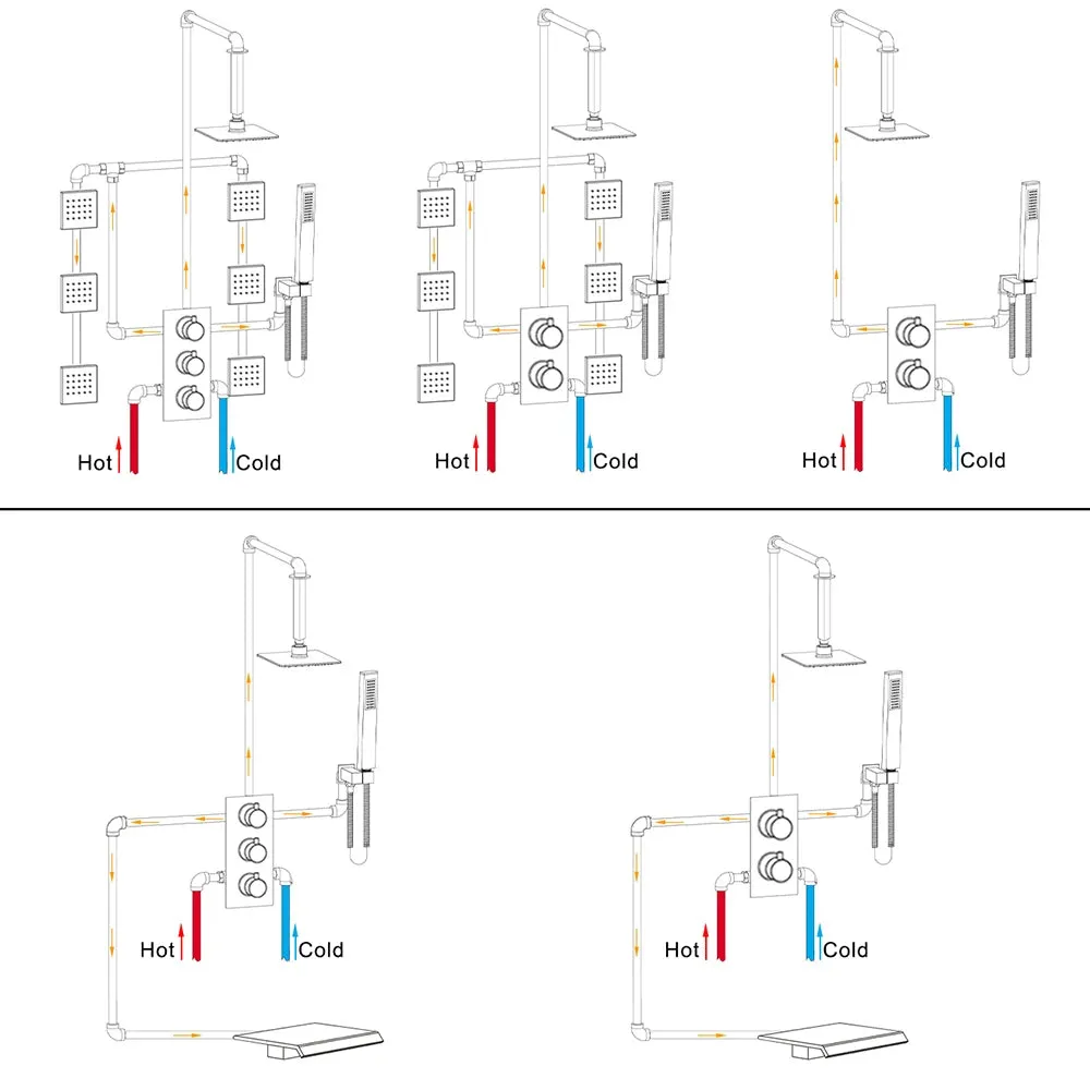 2-3 ways Mixer Valve Thermostat Control Valve Concealed Shower Valve