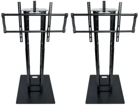 2) Rockville RTP33-TV Black Totem DJ Speaker/Lighting Stands   Detachable TV Mount (2) RTP33-TV Black