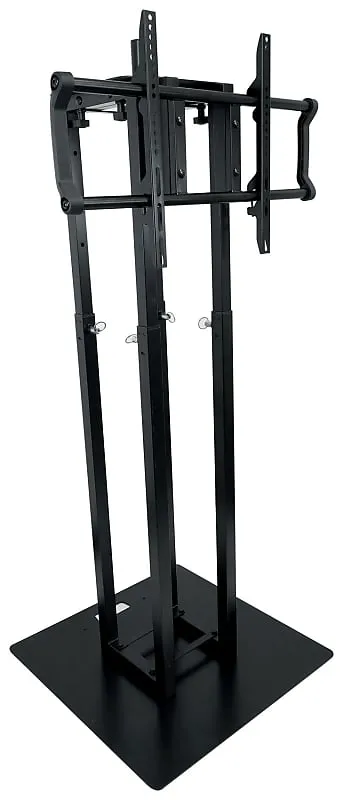 2) Rockville RTP33-TV Black Totem DJ Speaker/Lighting Stands   Detachable TV Mount (2) RTP33-TV Black