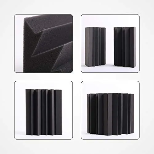 24 Pack Sound Proof Foam Panels for Wall,Self Adhesive Acoustic Panels,12" X 12" X 1.2" Egg Crate Soundproof Wall Panels for Studio,Room Acoustic Treatment Foam,Sound Absorbing Foam Black