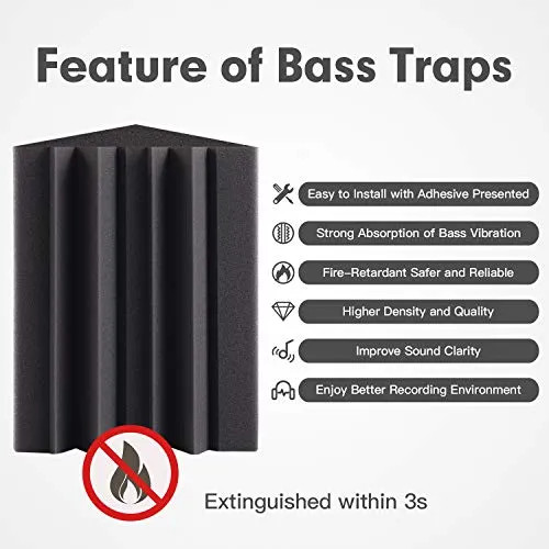 24 Pack Sound Proof Foam Panels for Wall,Self Adhesive Acoustic Panels,12" X 12" X 1.2" Egg Crate Soundproof Wall Panels for Studio,Room Acoustic Treatment Foam,Sound Absorbing Foam Black