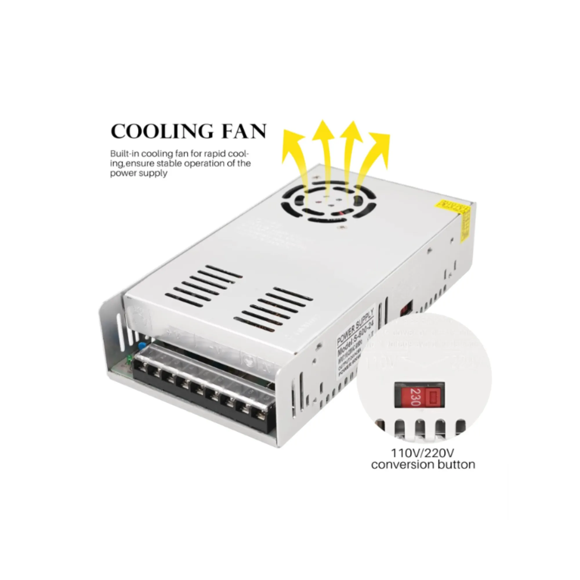 360W 12V 30A Iron Box Switching Power Supply – Reliable Power for LEDs AB-E1010