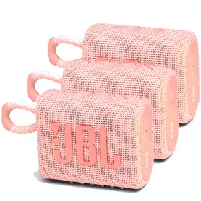 3x JBL Go 3 Portable Waterproof Wireless IP67 Dustproof Outdoor Bluetooth Speaker (Pink)