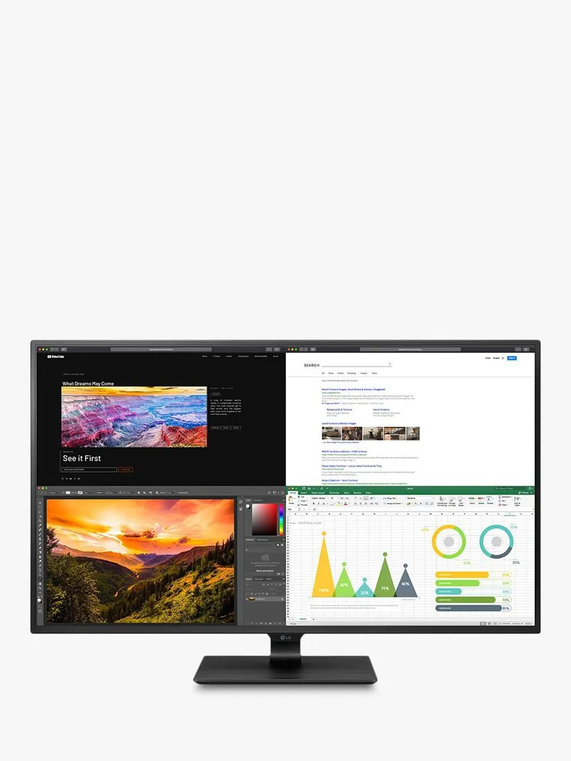 42.5" 4K Ultra HD Gaming Monitor, HDR, Dynamic Action Sync, Adjustable Stand, USB Type-C, 60Hz Refresh Rate