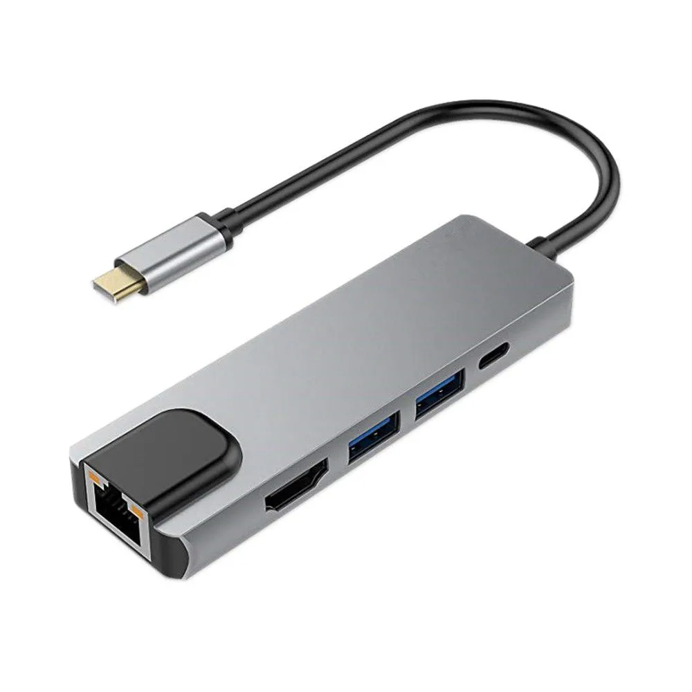 5 in 1 USB C Hub Multiport Adapter with 4K HDMI Output -C-3.1 Grey