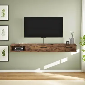 55" Rustica Floating TV Stand, Dark Brown