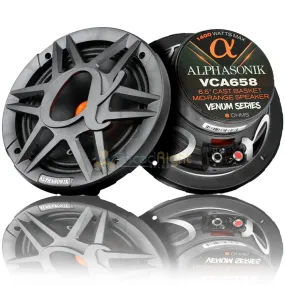 Alphasonik 6.5" Midrange Speakers 1400 Watts Max 8 Ohm Venum Series VCA658 Pair