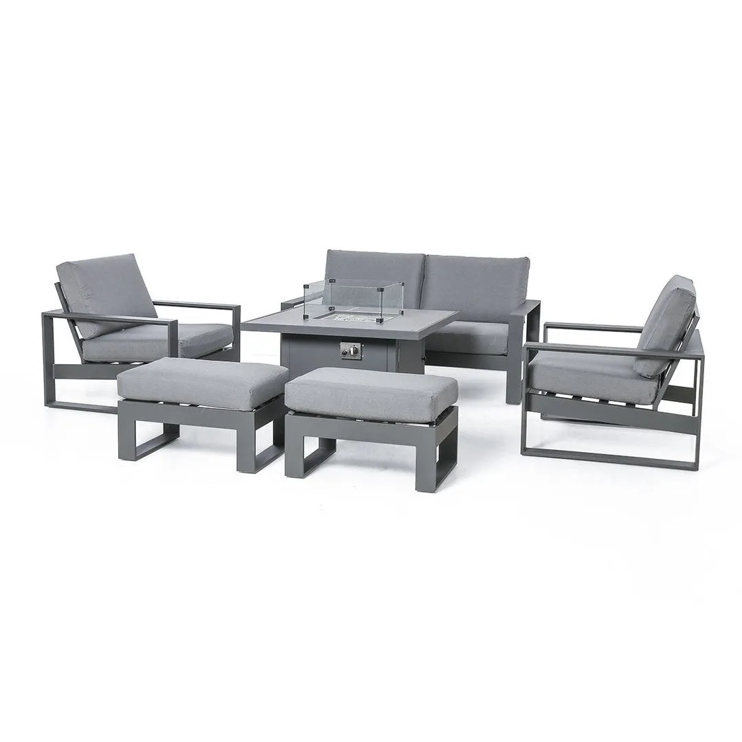 Amalfi Two Seat Sofa Set With Fire Pit Table - Grey