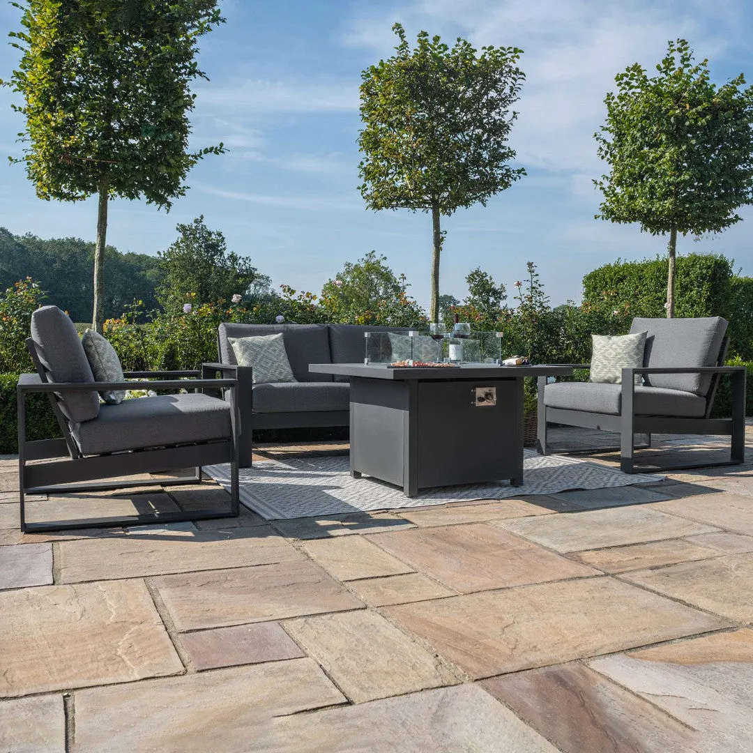 Amalfi Two Seat Sofa Set With Fire Pit Table - Grey