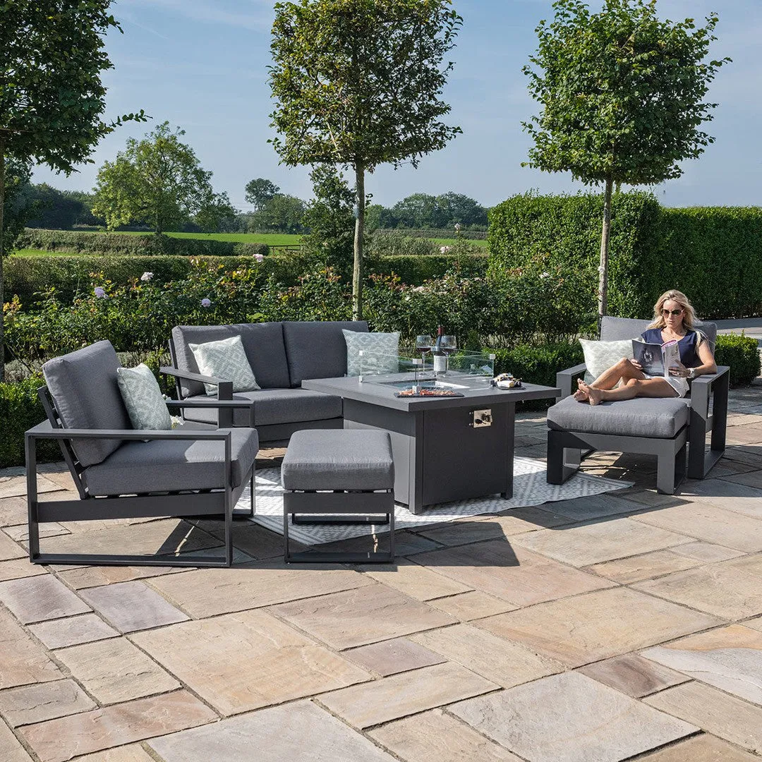 Amalfi Two Seat Sofa Set With Fire Pit Table - Grey