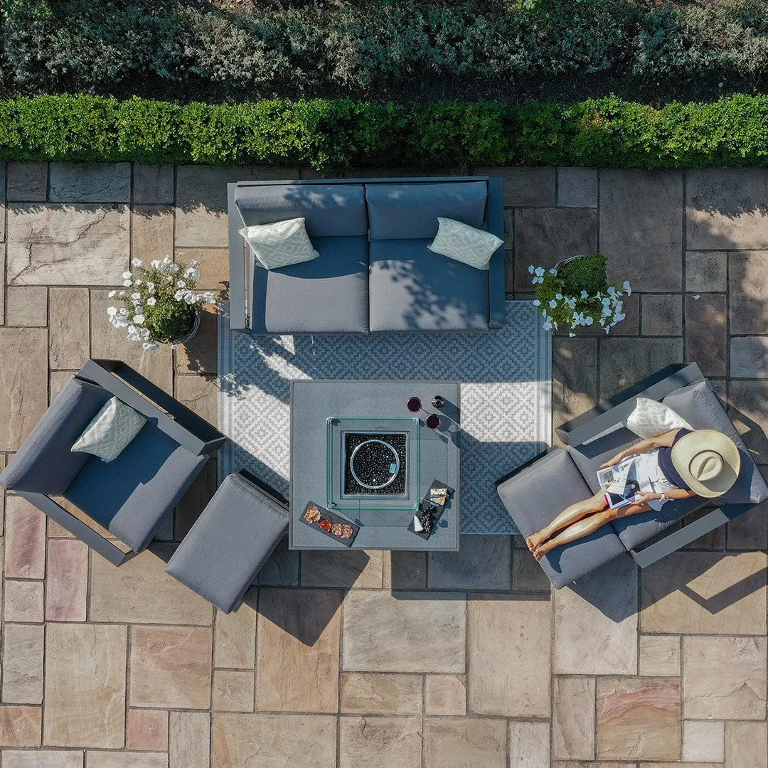 Amalfi Two Seat Sofa Set With Fire Pit Table - Grey