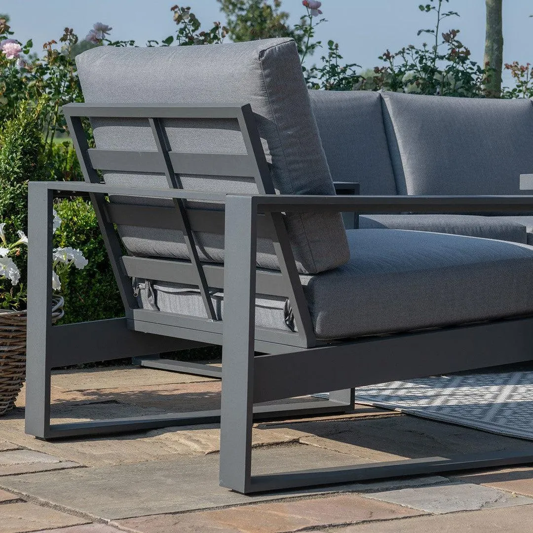 Amalfi Two Seat Sofa Set With Fire Pit Table - Grey