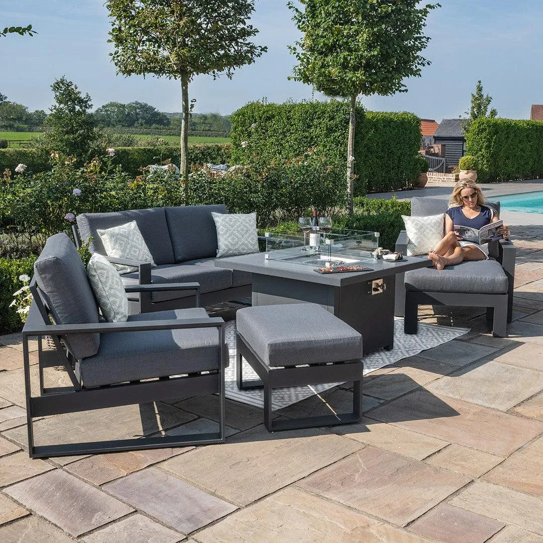 Amalfi Two Seat Sofa Set With Fire Pit Table - Grey