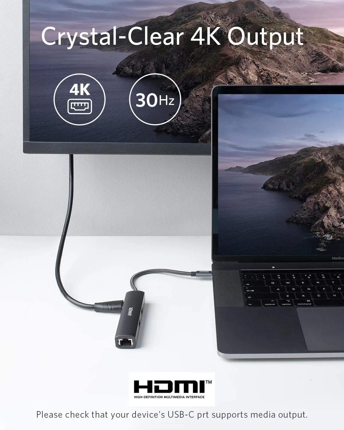 Anker USB C Hub Adapter, 5-in-1 USB C Adapter with 4K USB C to HDMI, Ethernet Port, 3 USB 3.0 Ports