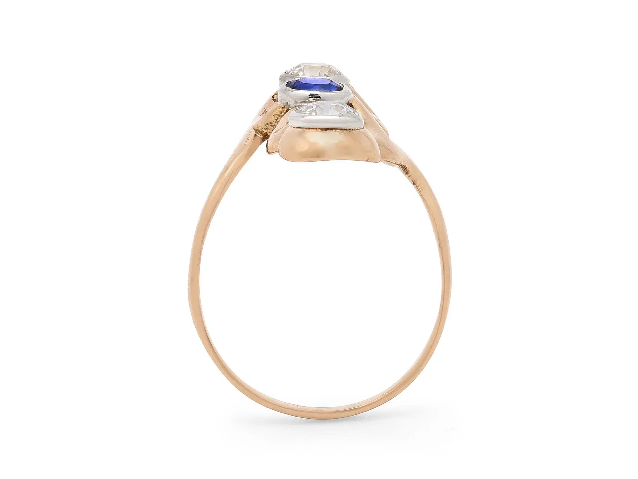 Antique Art Nouveau Sapphire and Diamond Ring in 14K Gold