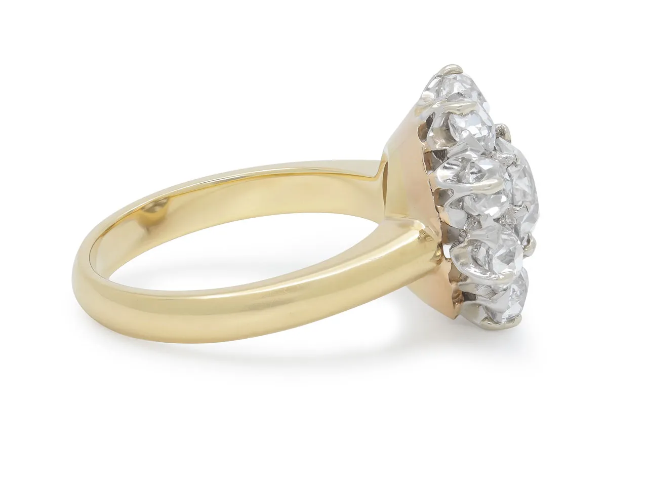 Antique Edwardian Transitional Cut Diamond Cluster Ring in 18K Gold