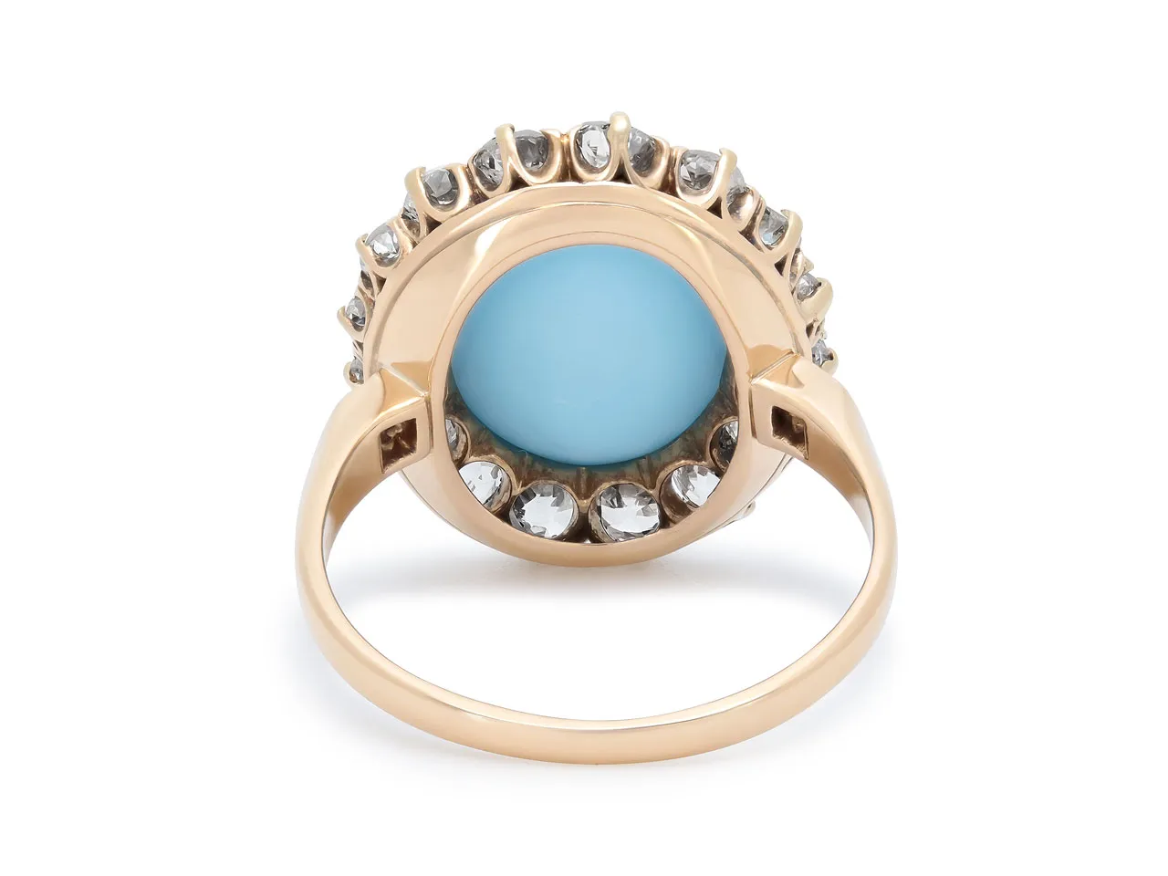 Antique Victorian Turquoise and Diamond Ring in 14K Gold