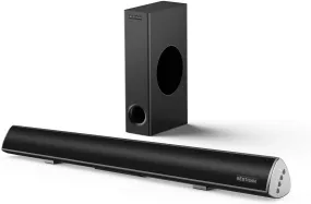 BESTISAN&nbsp;120Watt Sound bar, 2.1 Channel SoundBar Subwoofer, Wireless Bluetooth and Wired Home Theater Speakers for TV (Bluetooth 5.0 Version, 2020 Model) | Open Box