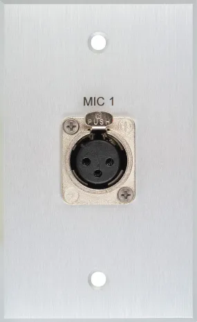 Board Room 1 Gang Black Anodized with 1 Neutrik 3-Pin XLR Female Connector