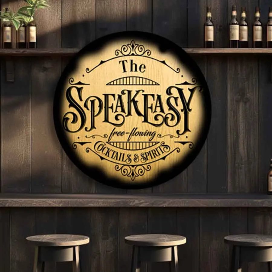 Bourbon Speakeasy Sign - Faux Bourbon Barrel Lid