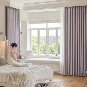 Briana Purple Velvet Jacquard Blackout Soundproof Custom Curtain