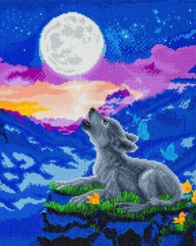 CAK-A123L: "Howling Wolf Cub" 40x50cm Crystal Art Kit