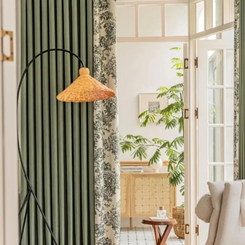 Camila Farmhouse Patchwork Botanical Chenille Blackout Curtain