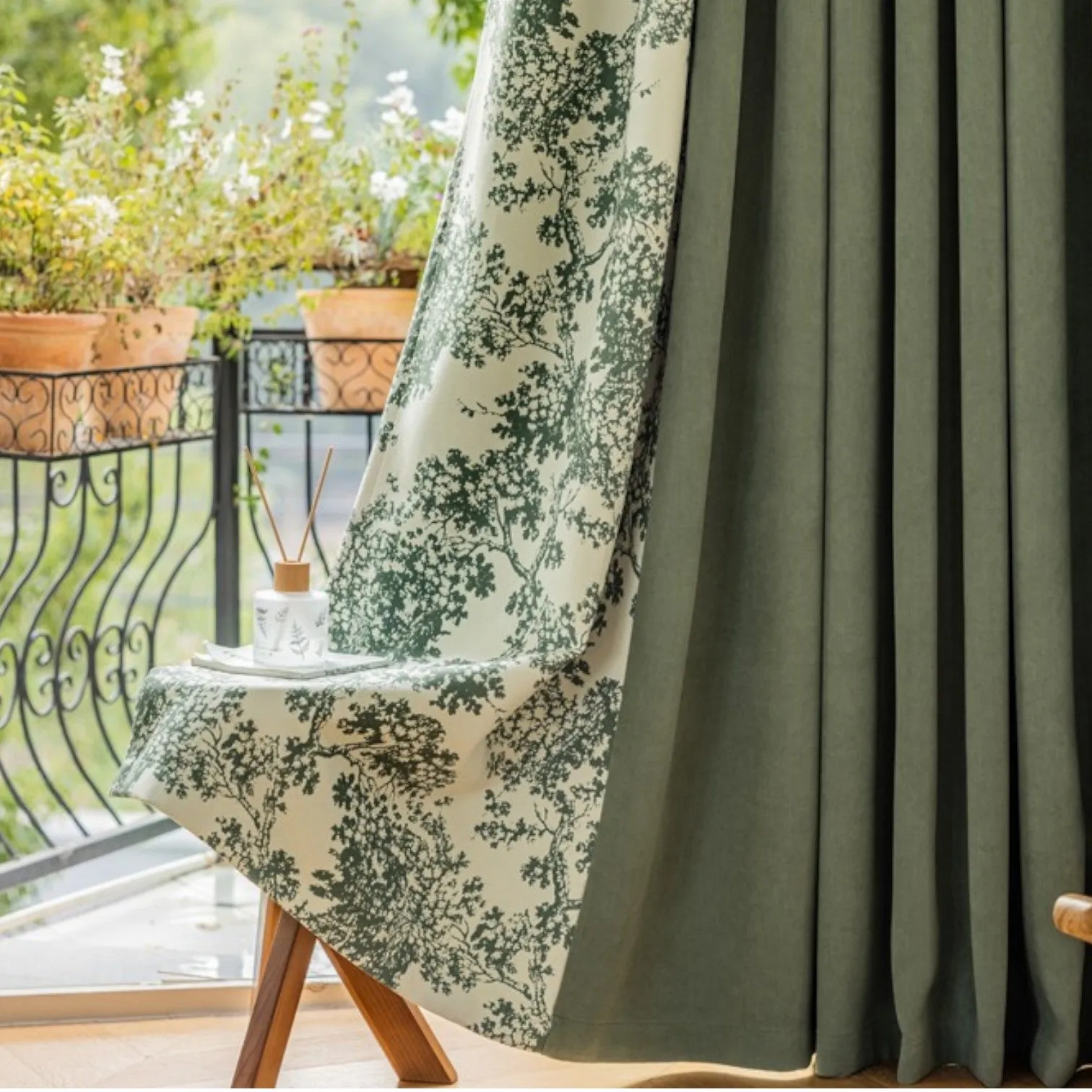 Camila Farmhouse Patchwork Botanical Chenille Blackout Curtain