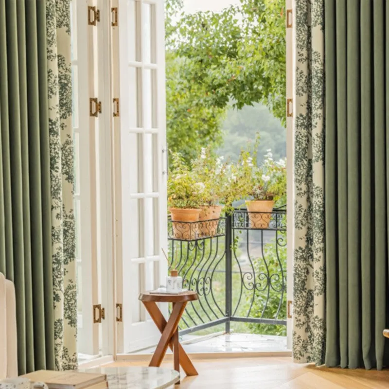Camila Farmhouse Patchwork Botanical Chenille Blackout Curtain
