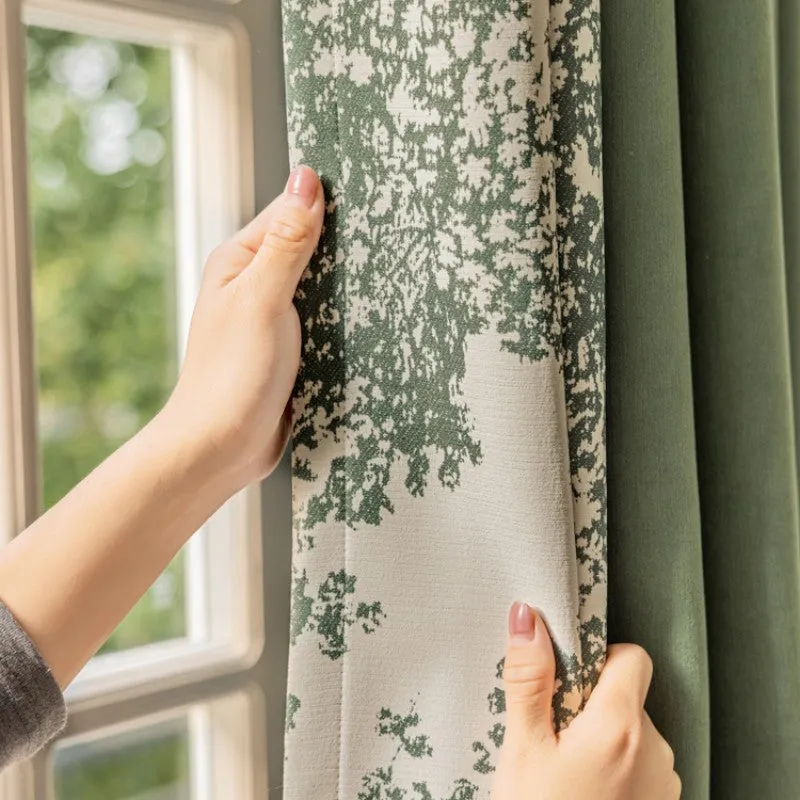 Camila Farmhouse Patchwork Botanical Chenille Blackout Curtain