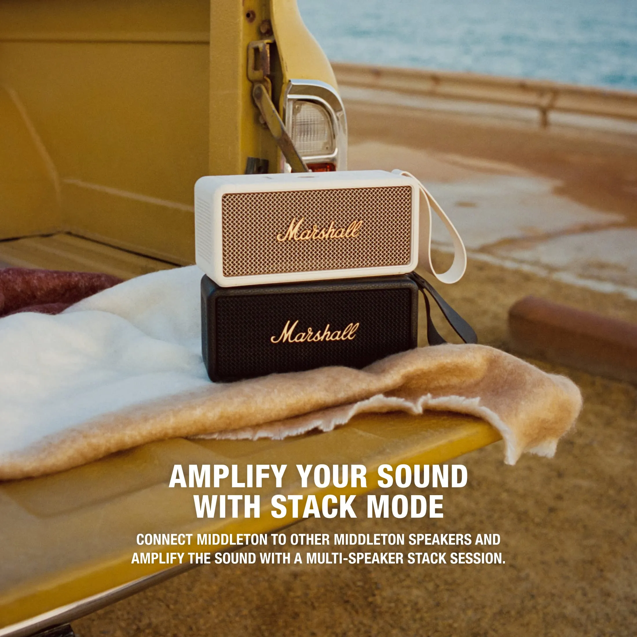 Certified Refurbished - Marshall - MIDDLETON BLUETOOTH PORTABLE SPEAKER - BLACK AND BRASS