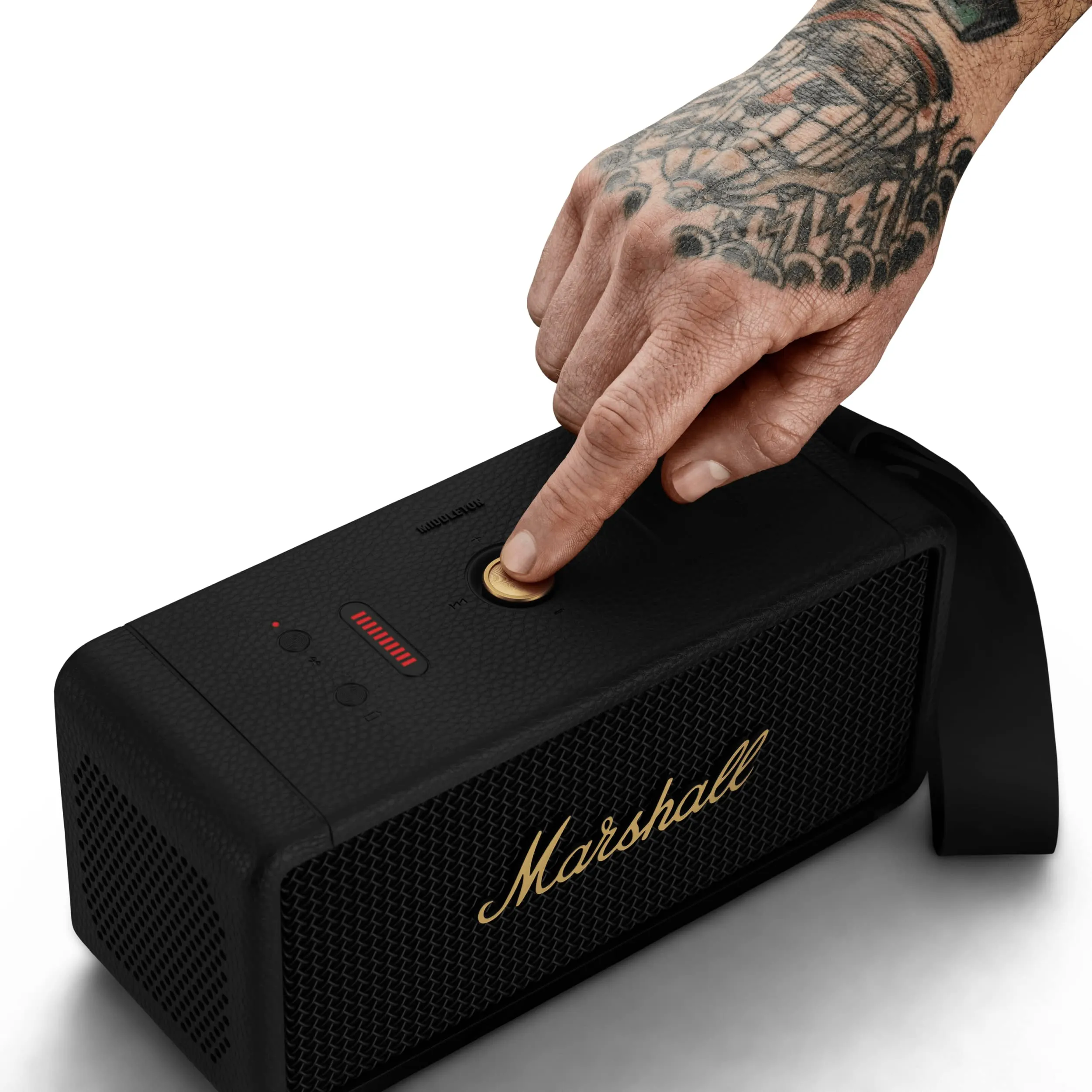 Certified Refurbished - Marshall - MIDDLETON BLUETOOTH PORTABLE SPEAKER - BLACK AND BRASS