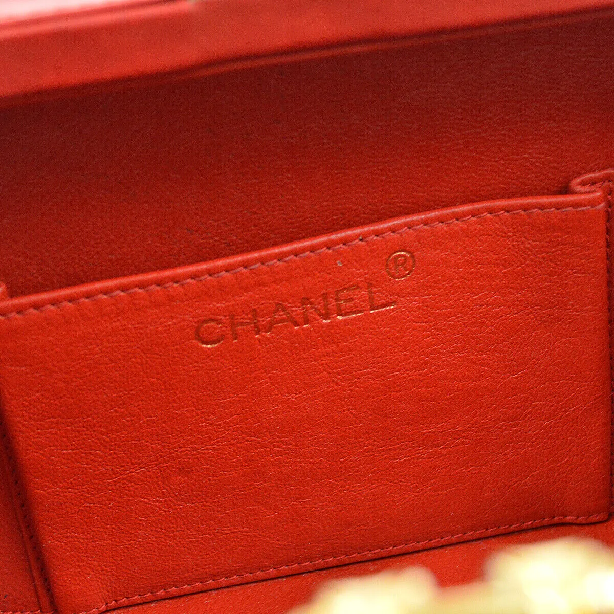 CHANEL 1996-1997 Diamond Box Vanity Shoulder Bag Red Lambskin 42441