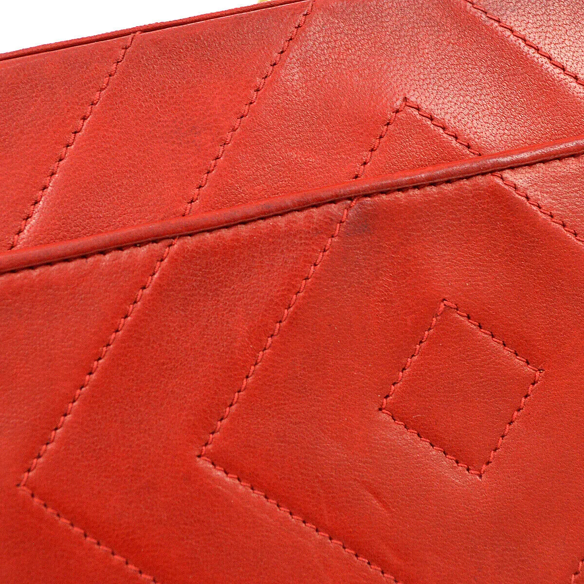 CHANEL 1996-1997 Diamond Box Vanity Shoulder Bag Red Lambskin 42441