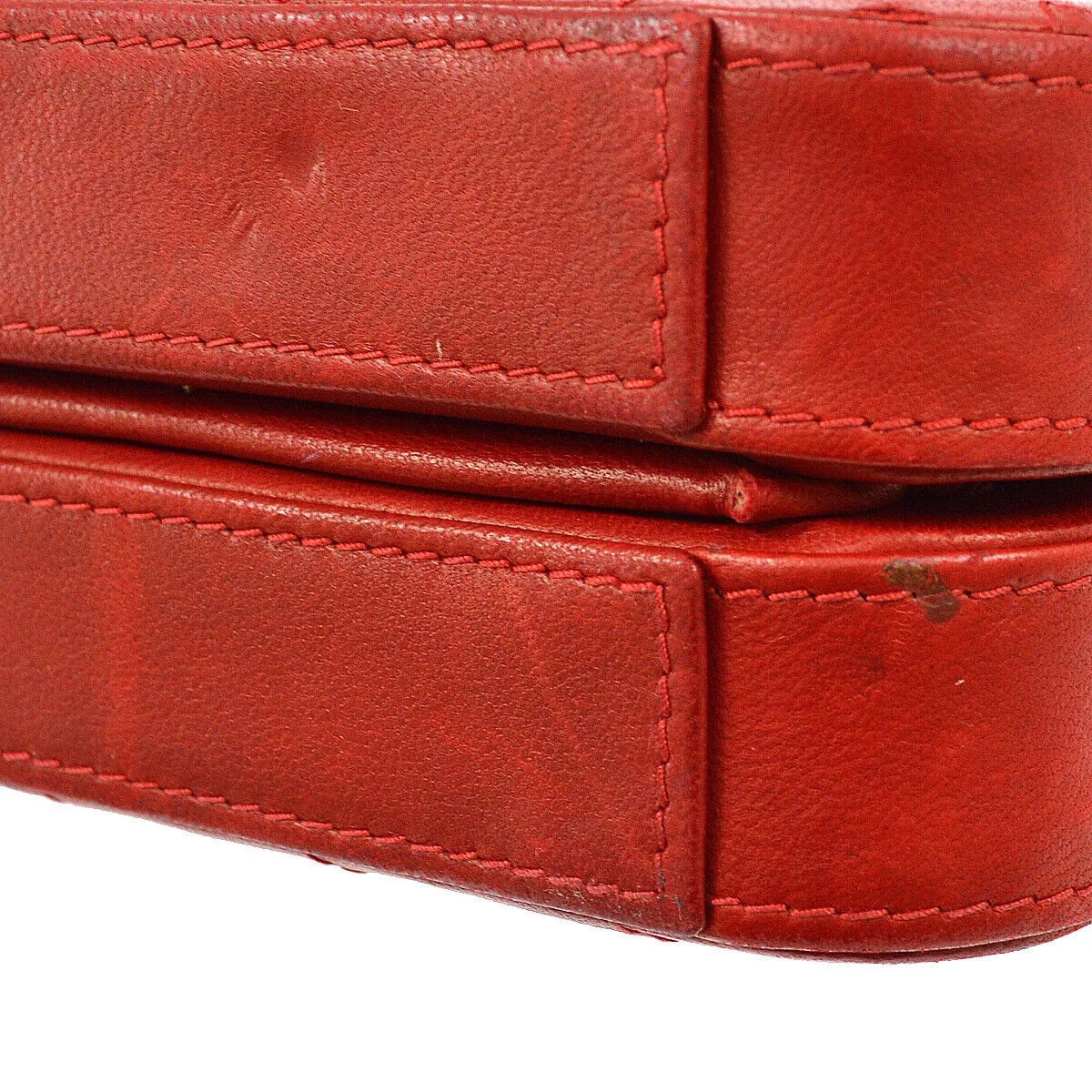 CHANEL 1996-1997 Diamond Box Vanity Shoulder Bag Red Lambskin 42441