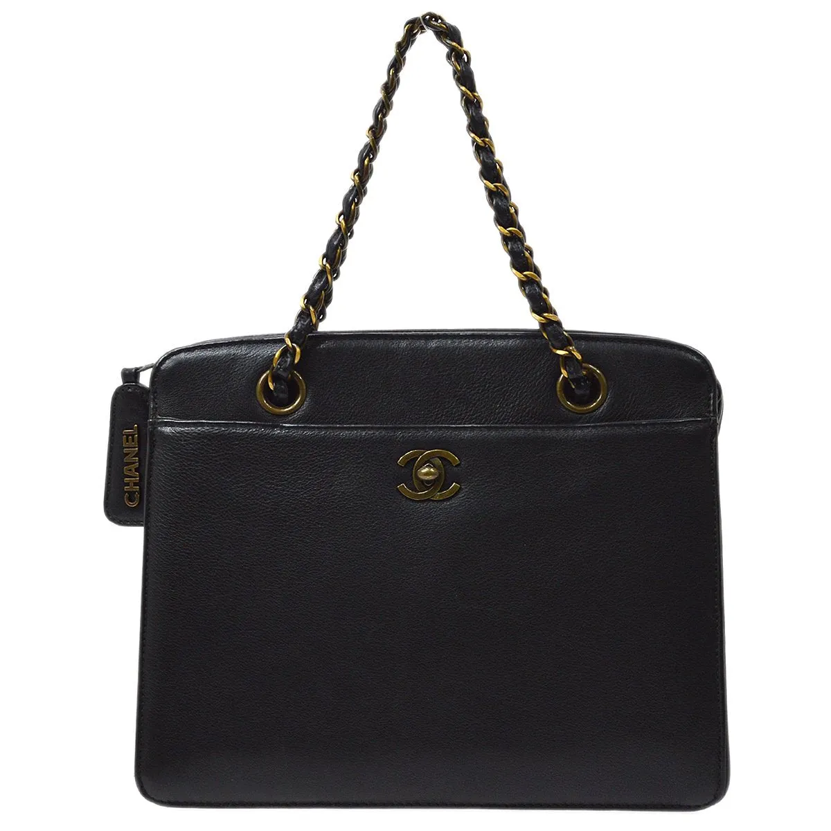CHANEL 1997-1999 Chain Hand Bag Black 82578