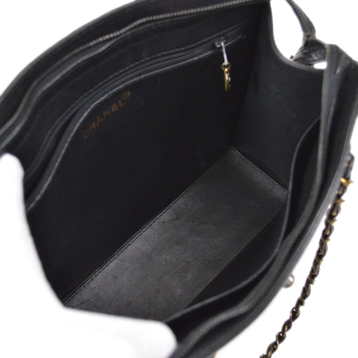 CHANEL 1997-1999 Chain Hand Bag Black 82578