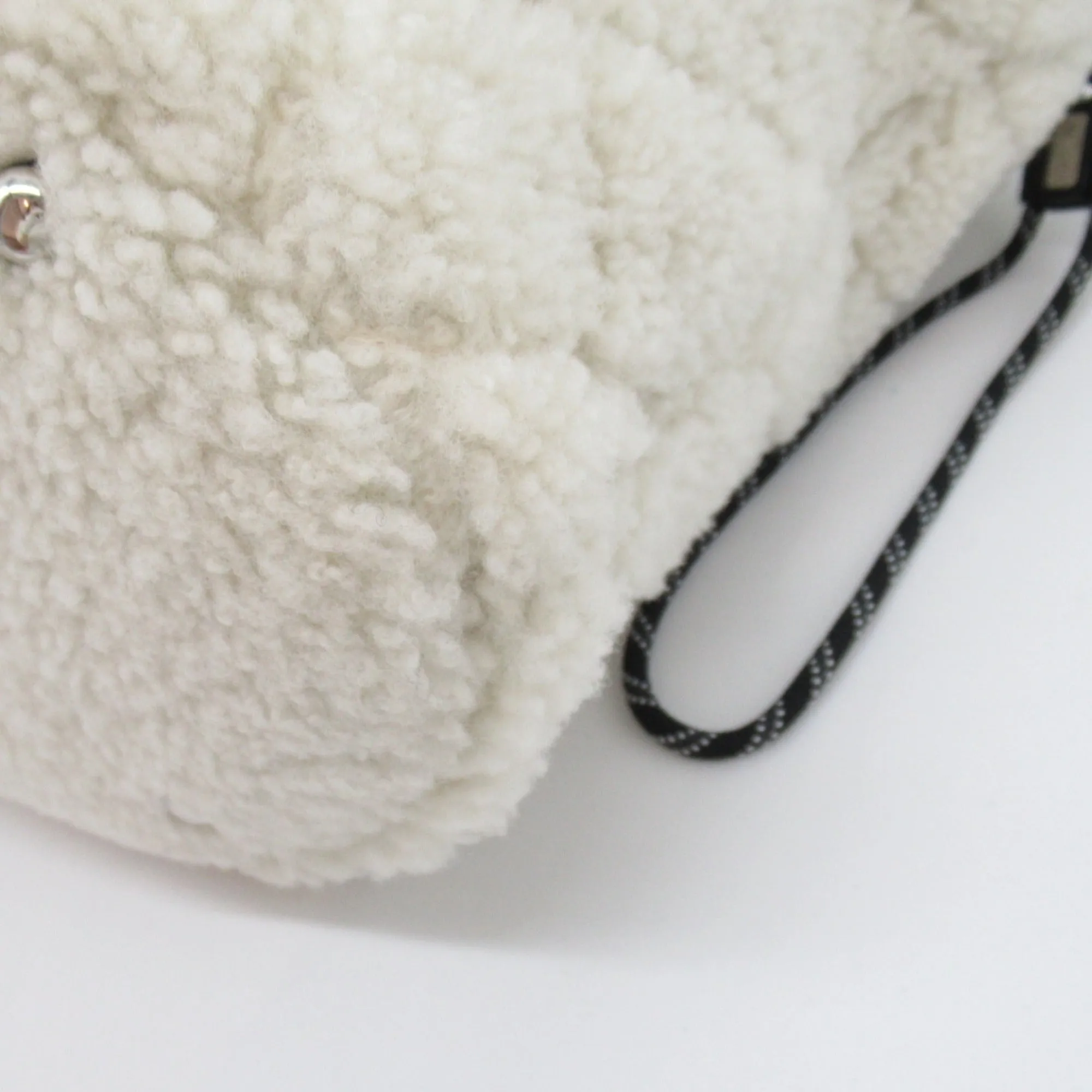 CHANEL 2way shoulder bag White Black leather Alingsheep AS0981