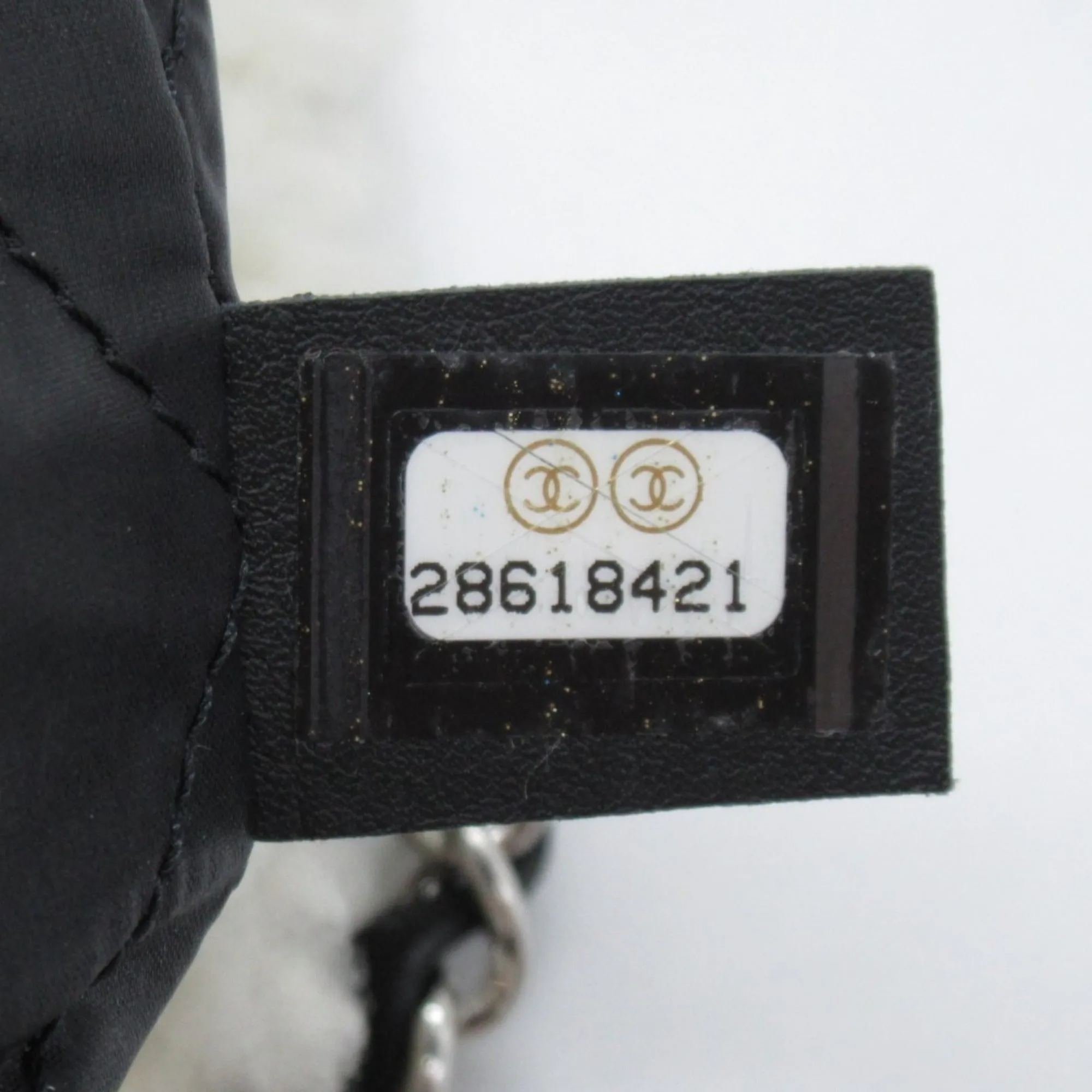CHANEL 2way shoulder bag White Black leather Alingsheep AS0981