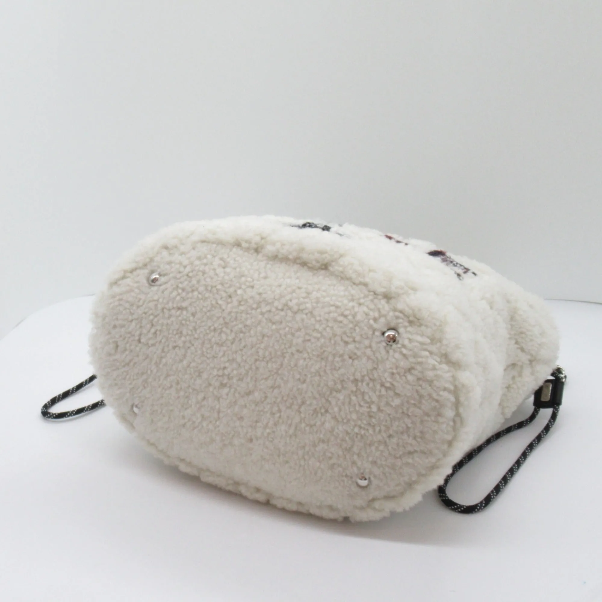 CHANEL 2way shoulder bag White Black leather Alingsheep AS0981