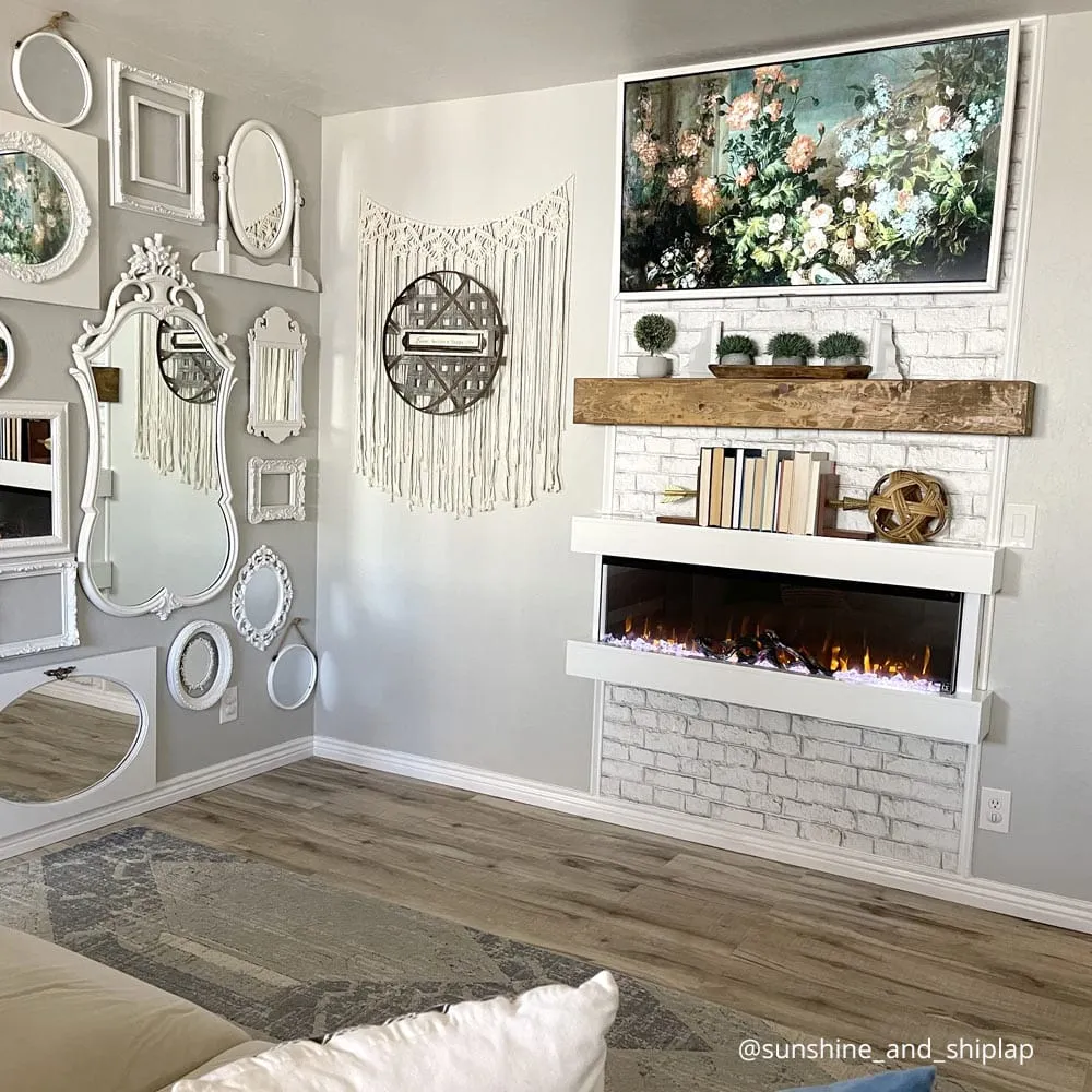 Chesmont 50 Inch White/Black Refurbished Wall Mount Electric Fireplace