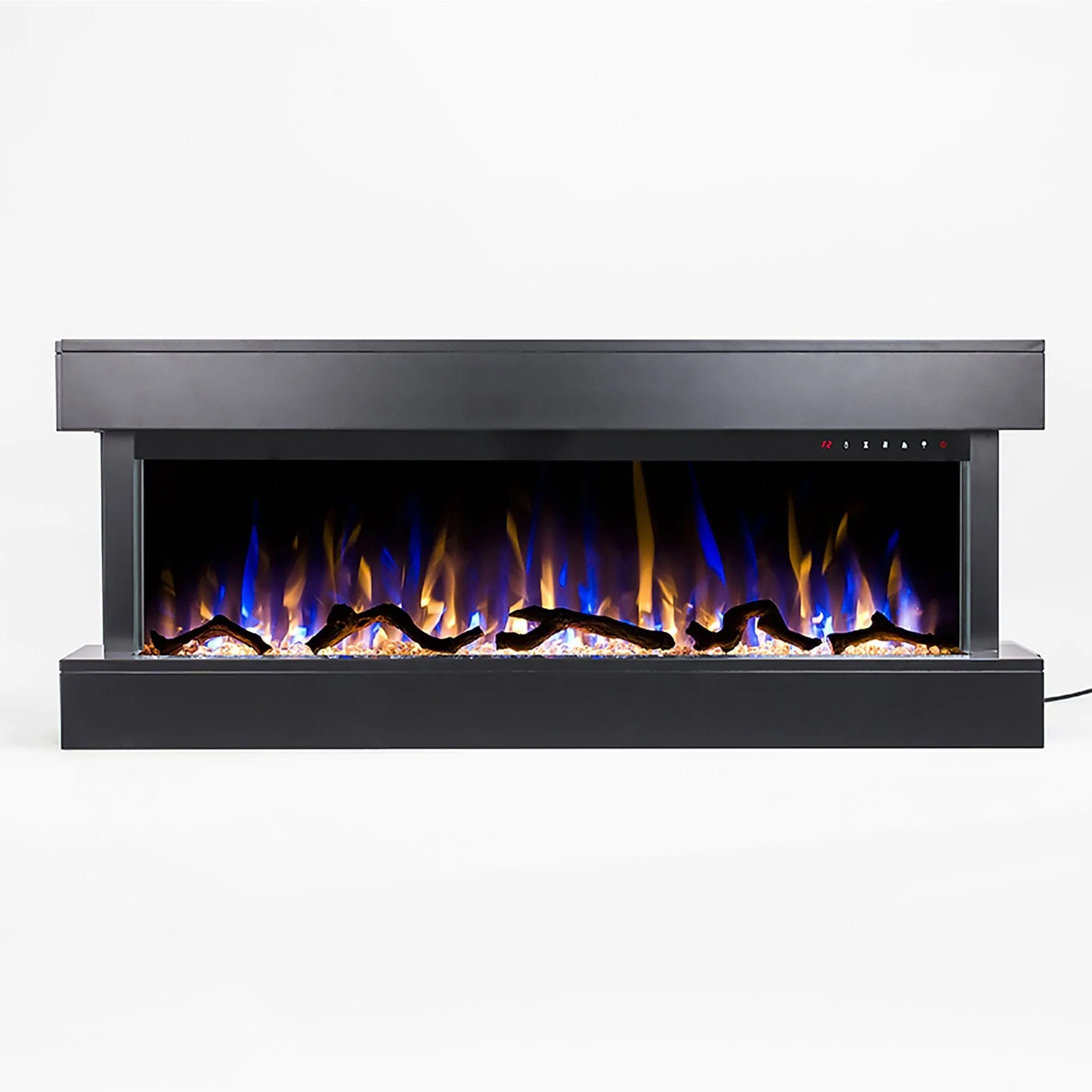 Chesmont 50 Inch White/Black Refurbished Wall Mount Electric Fireplace