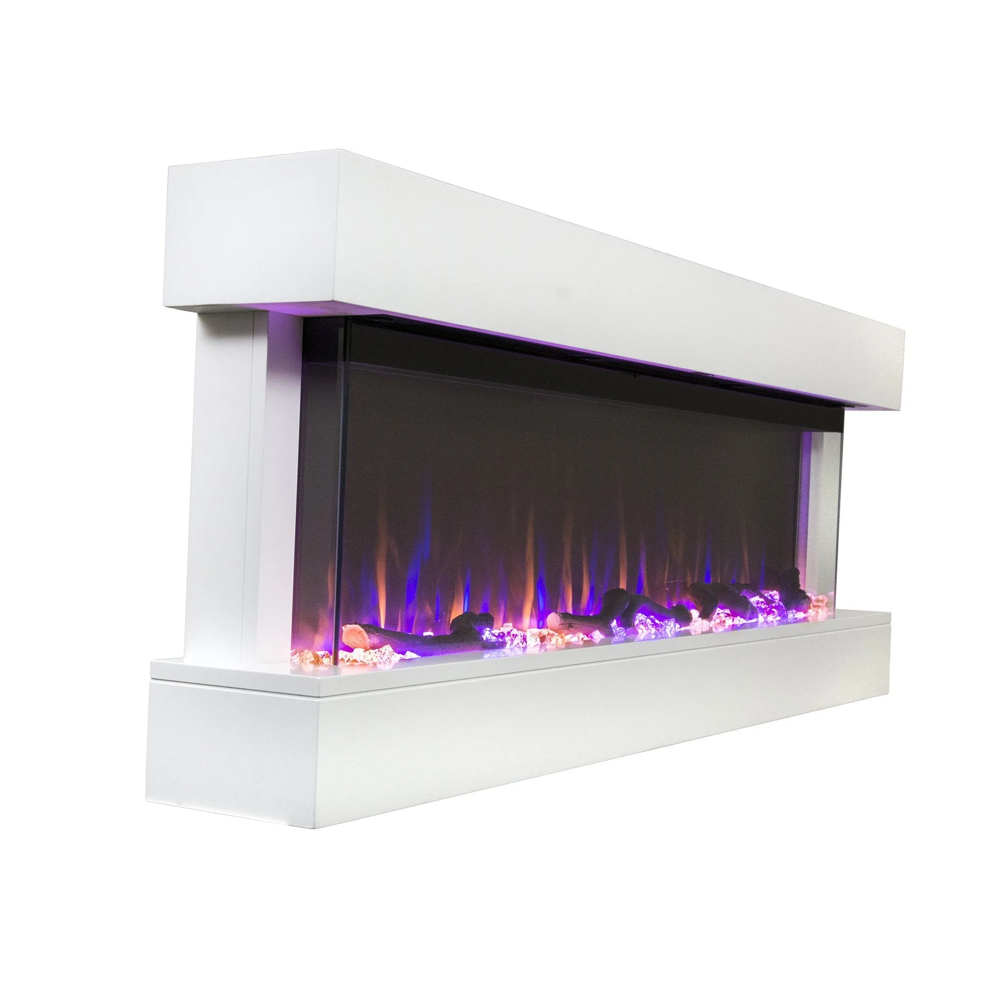 Chesmont 50 Inch White/Black Refurbished Wall Mount Electric Fireplace