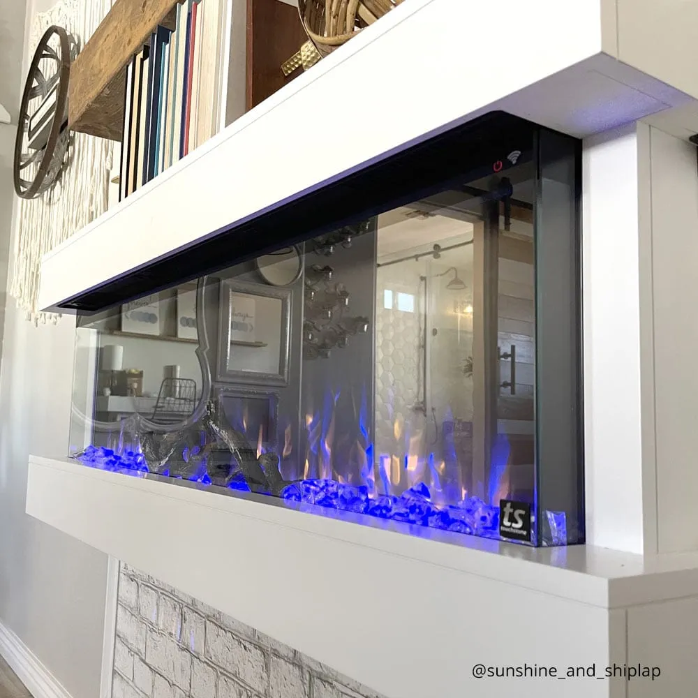Chesmont 50 Inch White/Black Refurbished Wall Mount Electric Fireplace