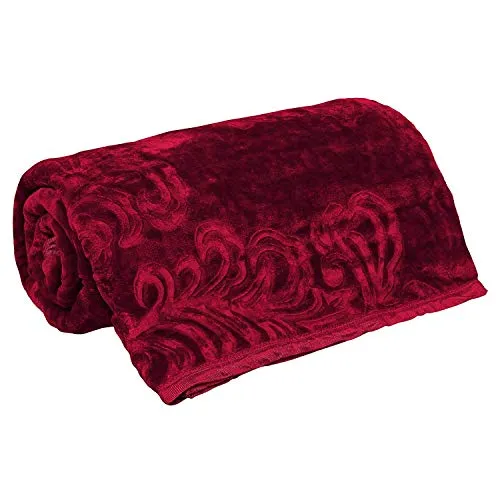 Cloth Fusion Celerrio Mink Double Bed Blanket for Winter- Maroon