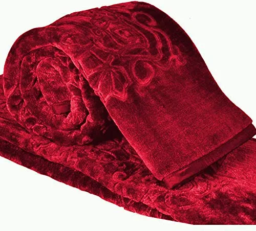 Cloth Fusion Celerrio Mink Double Bed Blanket for Winter- Maroon