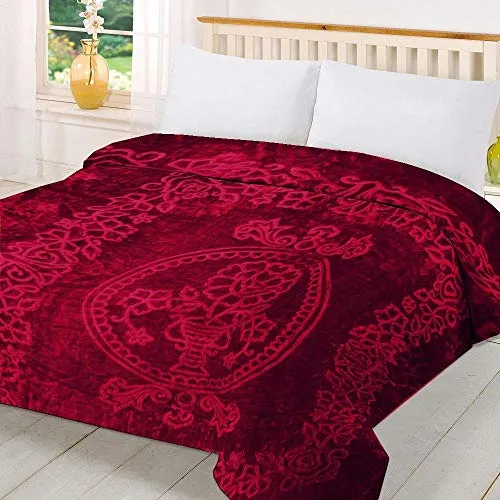 Cloth Fusion Celerrio Mink Double Bed Blanket for Winter- Maroon